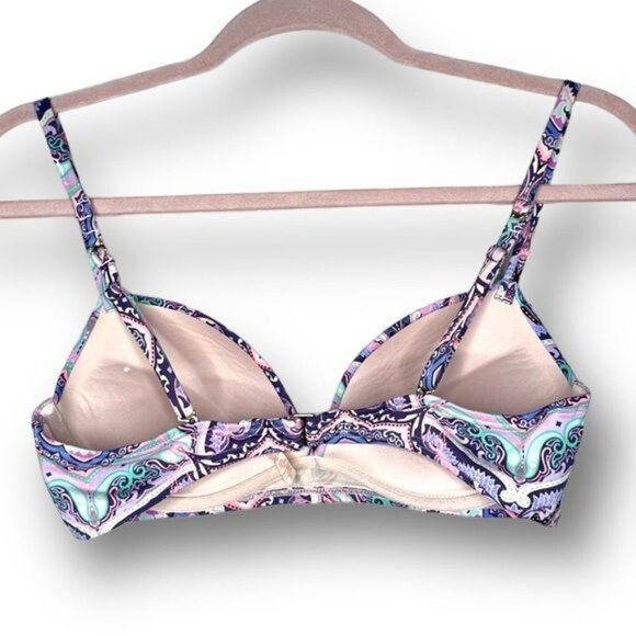 Victorias Secret Swim Size 32C Pink Purple Paisley Push Up Bikini Top Vacation - Picture 2 of 9
